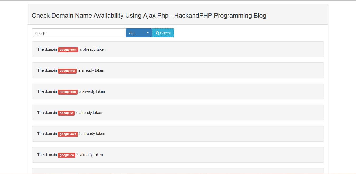 Check Domain Availability HackandPHP