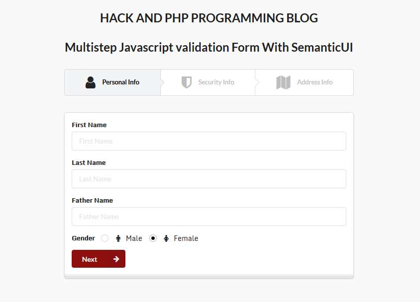 Multistep Validation form Semantic UI