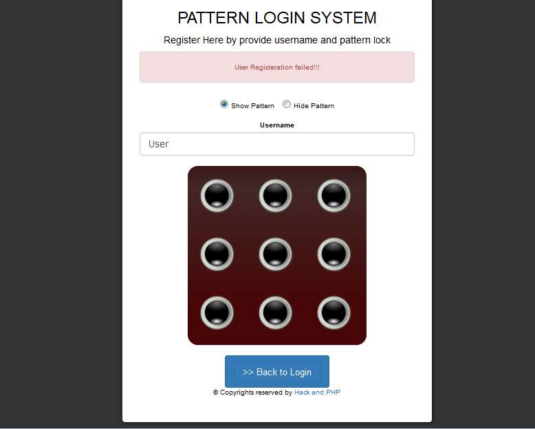 Pattern style login system php -  Hackandphp